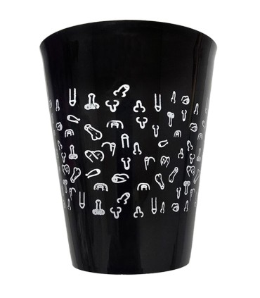 DIABLO PICANTE VASO NEGRO 500 ML CON PENES BLANCOS