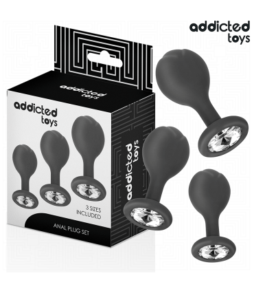 ADDICTED TOYS SET DE 3 PLUG SILICONA ANAL CON JOYA