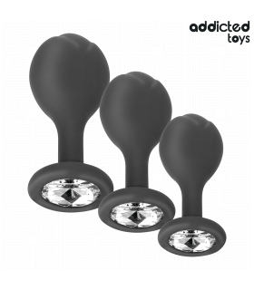 ADDICTED TOYS SET DE 3 PLUG SILICONA ANAL CON JOYA