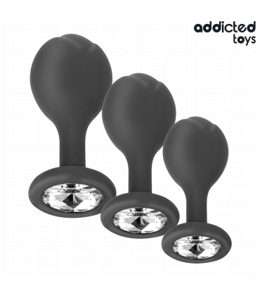 ADDICTED TOYS SET DE 3 PLUG SILICONA ANAL CON JOYA