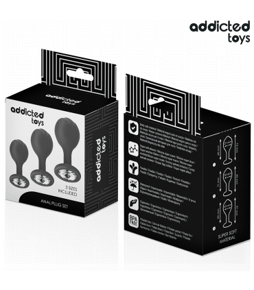 ADDICTED TOYS SET DE 3 PLUG SILICONA ANAL CON JOYA