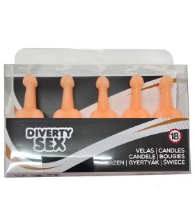 DIABLO PICANTE CAJA 5 VELAS FORMA PENE CARNE