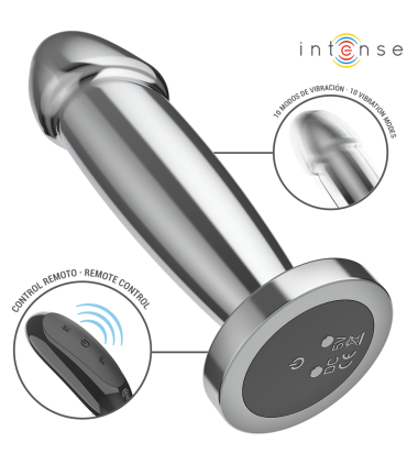 INTENSE PLUG ANAL 10 VIBRACIONES METAL EN FORMA DE DILDO CON CONTROL REMOTO S