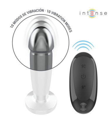 INTENSE PLUG ANAL 10 VIBRACIONES METAL EN FORMA DE DILDO CON CONTROL REMOTO S
