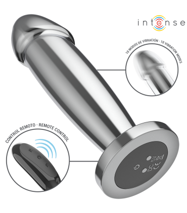 INTENSE PLUG ANAL 10 VIBRACIONES METAL EN FORMA DE DILDO CON CONTROL REMOTO M