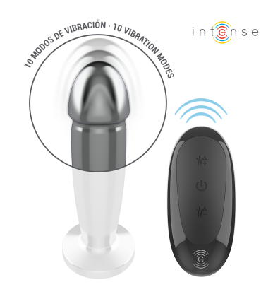 INTENSE PLUG ANAL 10 VIBRACIONES METAL EN FORMA DE DILDO CON CONTROL REMOTO M