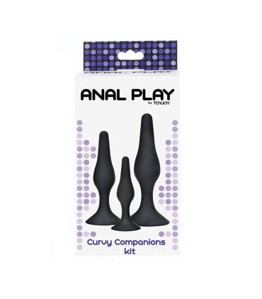 TOYJOY ANAL PLAY CURVY COMPANIONS PLUG ANAL 3 PIEZAS NEGRO