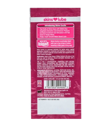 SKINS EXCITE WATER BASED LUBRICANT SINGLE DOSE 5 ML