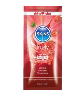SKINS FRUITY WATER BASED LUBRICANT STRAWBERRY SINGLE DOSE 5 ML