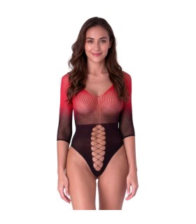PASSION BS118 BLACK AND RED MESH BODYSTOCKING