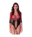 PASSION - BS118 BLACK AND RED MESH BODYSTOCKING