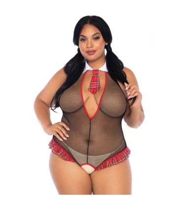 LEG AVENUE TEDDY COLEGIALA CON ABERTURA TALLA PLUS