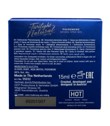 HOT TWILIGHT NATURAL CON FEROMONAS HOMBRE 15 ML