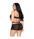 LEG AVENUE 81680 OPAQUE MINI DRESS AND HALTER TEDDY BLACK ONE SIZE