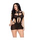 LEG AVENUE 81680 OPAQUE MINI DRESS AND HALTER TEDDY BLACK ONE SIZE