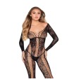 LEG AVENUE - 89369 NET & LACE JUMPSUIT BLACK - ONE SIZE