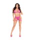 LEG AVENUE 86148 LACE BRA TOP AND PANTY WITH GARTERS PINK ONE SIZE