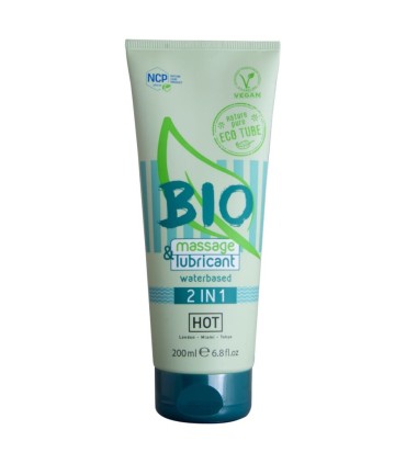 HOT BIO MASSAGE LUBRICANTE BASE AGUA 2 EN 1 200 ML