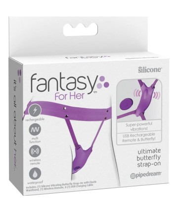 FANTASY FOR HER BUTTERFLY HARNESS VIBRATING RECHARGEABLE REMOTE CONTROL PURPLE