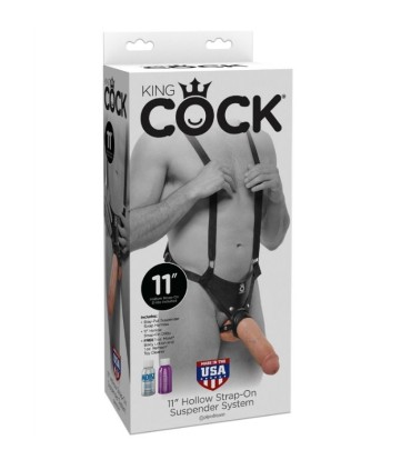 KING COCK 28 CM HOLLOW STRAP ON SUSPENDER SYSTEM FLESH