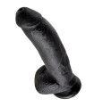 KING COCK - 9 DILDO BLACK WITH BALLS 22.9 CM