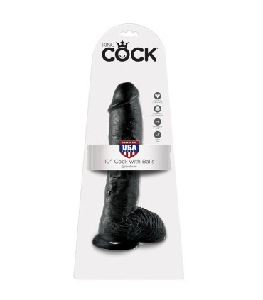 KING COCK 10 DILDO BLACK WITH BALLS 254 CM