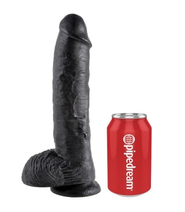 KING COCK 10 DILDO BLACK WITH BALLS 254 CM