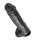 KING COCK 11 DILDO BLACK WITH BALLS 28 CM