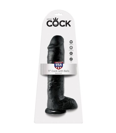 KING COCK 11 DILDO BLACK WITH BALLS 28 CM