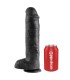 KING COCK 11 DILDO BLACK WITH BALLS 28 CM