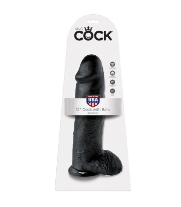 KING COCK 12 DILDO BLACK WITH BALLS 3048 CM