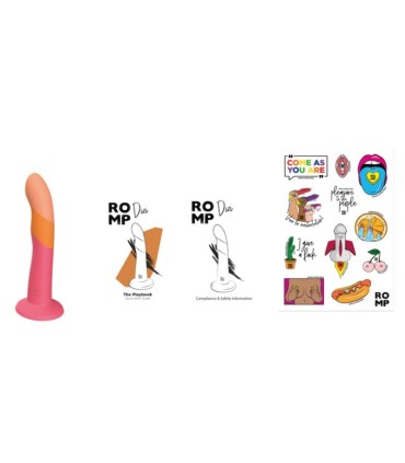 ROMP DIZI SILICONE DILDO WITH SUCTION CUP TRICOLOR 18 CM