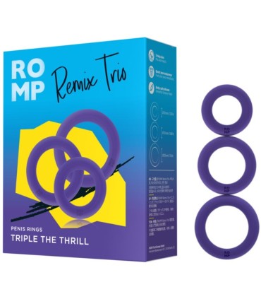 ROMP REMIX TRIO SET OF 3 PURPLE SILICONE PENIS RINGS