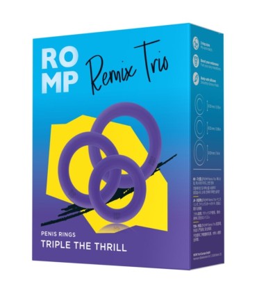 ROMP REMIX TRIO SET OF 3 PURPLE SILICONE PENIS RINGS