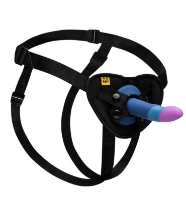 ROMP PICCOLO HARNESS SILICONE DILDO WITH TRICOLOR SUCTION CUP 14 CM