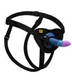 ROMP - PICCOLO HARNESS + SILICONE DILDO WITH TRICOLOR SUCTION CUP 14 CM