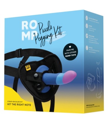 ROMP PICCOLO HARNESS SILICONE DILDO WITH TRICOLOR SUCTION CUP 14 CM
