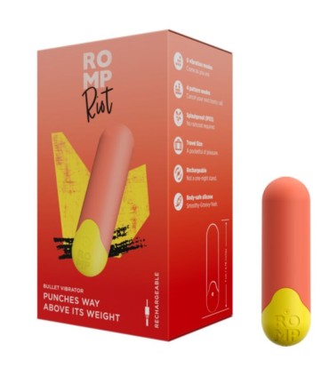 ROMP RIOT MULTIFUNCTION VIBRATING BULLET ORANGE YELLOW