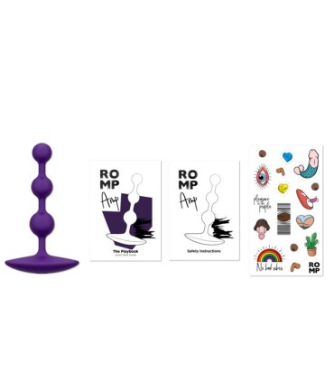 ROMP AMP PURPLE FLEXIBLE SILICONE ANAL BEADS 125 CM PURPLE