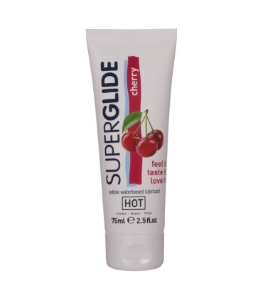 HOT SUPERGLIDE LUBRICANTE COMESTIBLE BASE AGUA CEREZA 75 ML