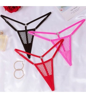 CHILIROSE CR 4856 RED FISHNET MICRO THONG S M