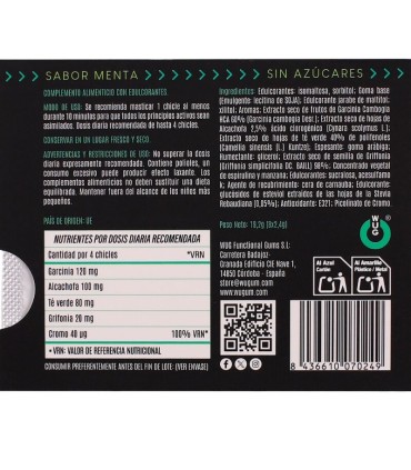 WUG DIET SUGAR FREE FUNCTIONAL MINT GUM BLISTER 8 PCS