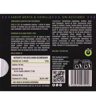 WUG ON FUNCTIONAL CAFFEINE GUARANA GUM MINT VANILLA FLAVOUR BLISTER 8 PCS