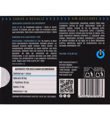 WUG OFF FUNCTIONAL MELATONIN VALERIAN LIQUORICE FLAVOUR GUM BLISTER 8 PCS