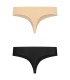 BYE BRA INVISIBLE THONG 2 PACK BEIGE BLACK SIZE S