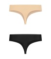 BYE-BRA - PACK 2 TANGAS INVISIBLES BEIGE Y NEGRO TALLA S