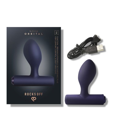ROCKS OFF NOVA ORBITAL RECHARGEABLE PREMIUM POWERFUL ANAL PLUG 16 FUNCTION BLUE