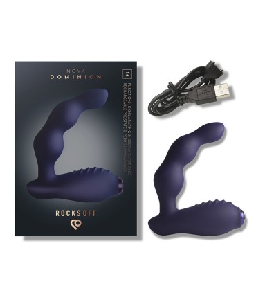 ROCKS OFF NOVA DOMINION RECHARGEABLE PROSTATE PERINEUM MASSAGER 16 FUNCTION BLUE