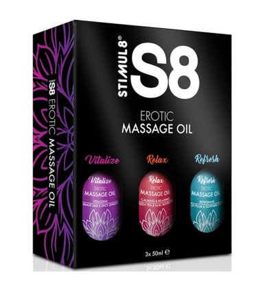 STIMUL8 S8 CAJA DE ACEITE DE MASAJE 3 X 50 ML