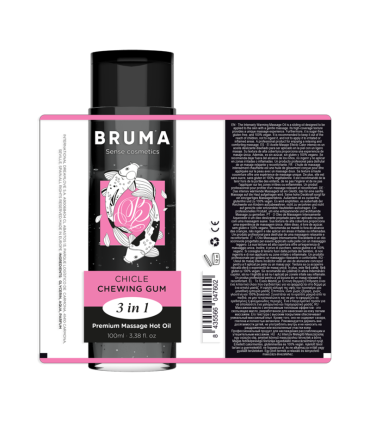 BRUMA ACEITE DE MASAJE PREMIUM EFECTO CALOR SABOR CHICLE 3 EN 1 100 ML